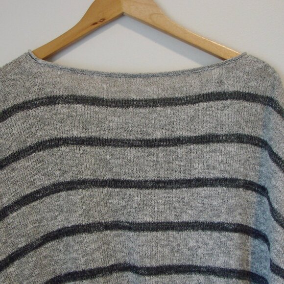 Free People Gray Striped Sweater Tunic High Low Oversized Crewneck Small M L XL - Picture 13 of 14